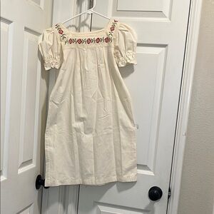 Cream Smocked Puff Sleeve Sundress